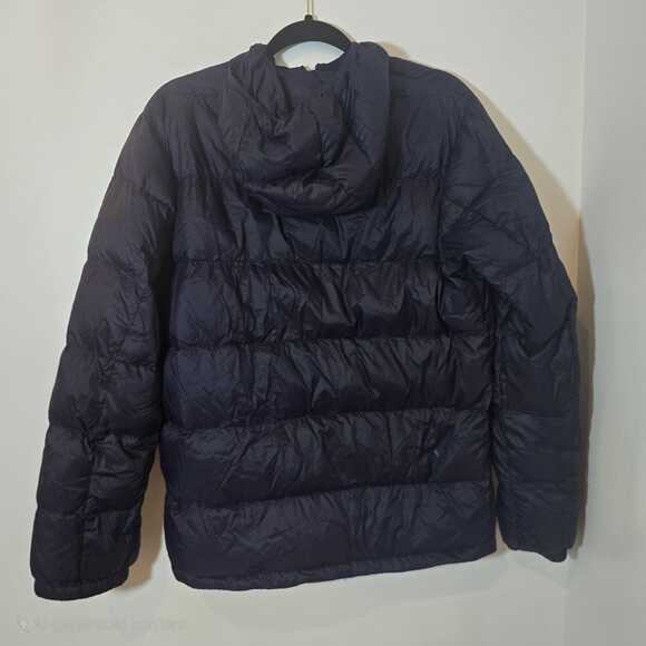 Eddie Bauer EB650 Men’s Hooded Down Puffer Jacket Size M Navy 650 Fill Quilted - Picture 2 of 10